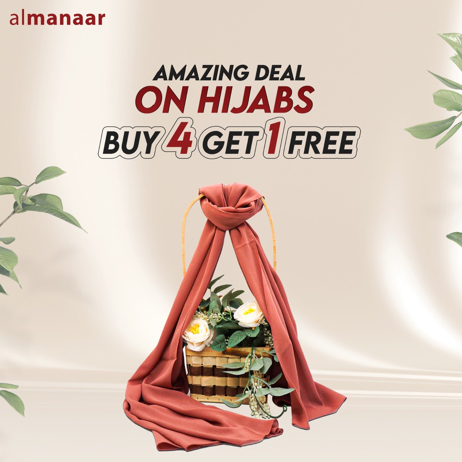 Chiffon Hijab 4+1 Free almanaar Islamic Store