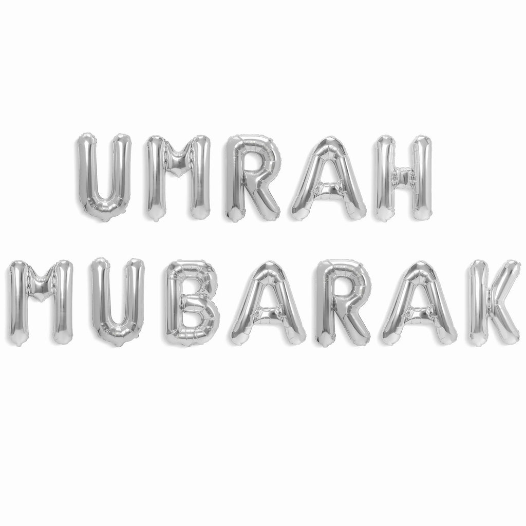 Umrah Mubarak Foil Balloon Kit-Silver - almanaar Islamic Store