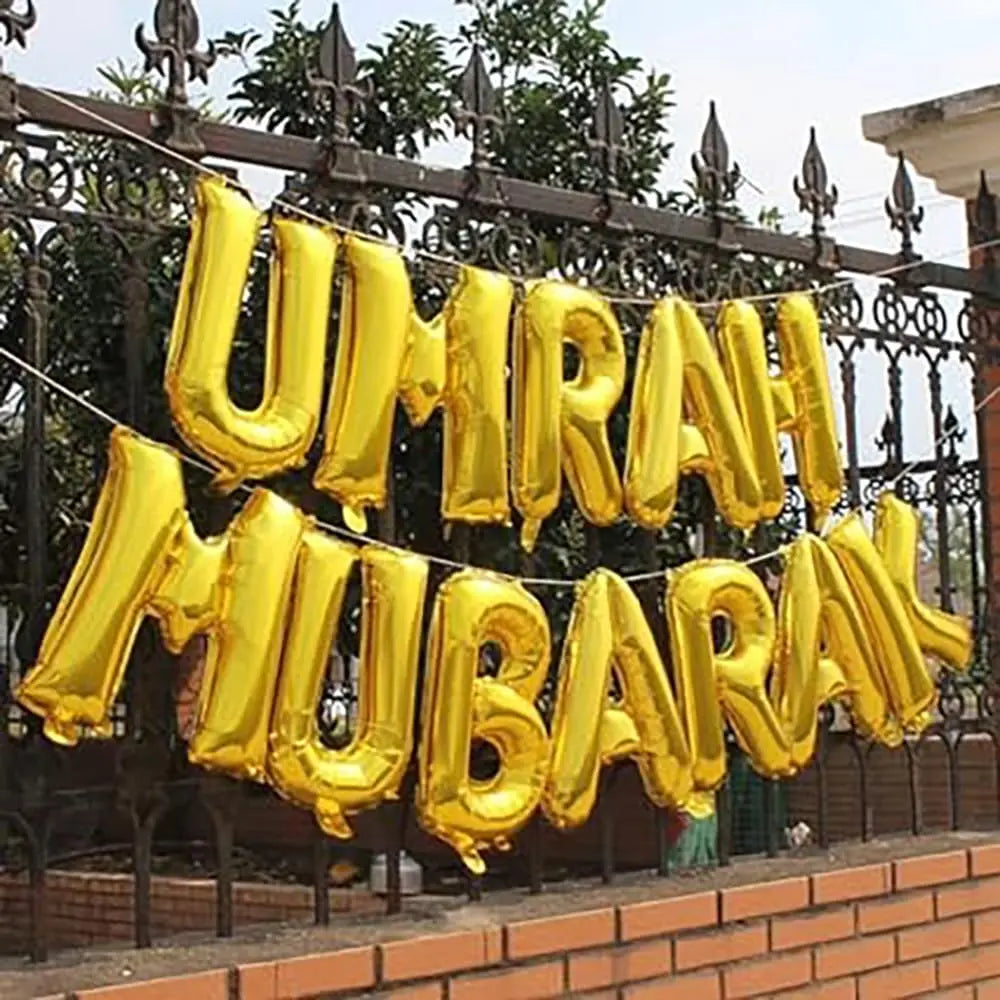 Umrah Mubarak Foil Balloon Kit-Gold Mubarak Memories