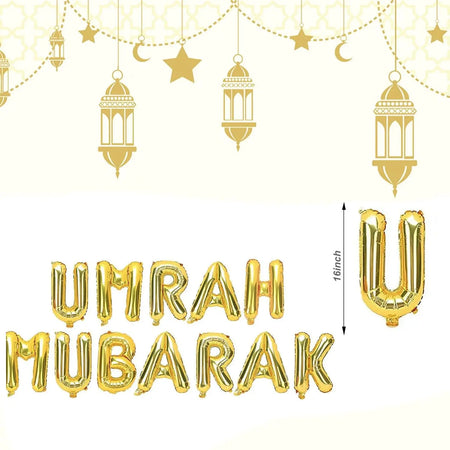 Umrah Mubarak Foil Balloon Kit-Gold Mubarak Memories