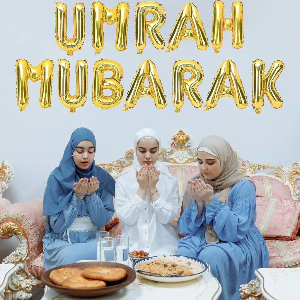 Umrah Mubarak Foil Balloon Kit-Gold Mubarak Memories