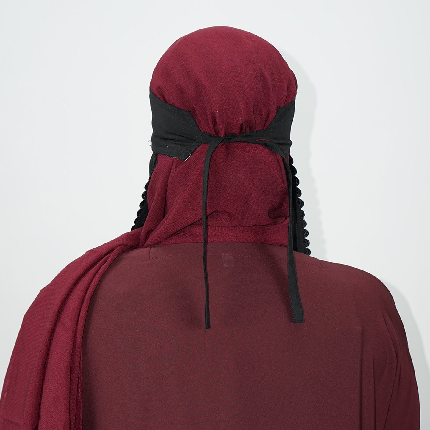 1 Layer Tie Back Niqab Black Lace-almanaar Islamic Store
