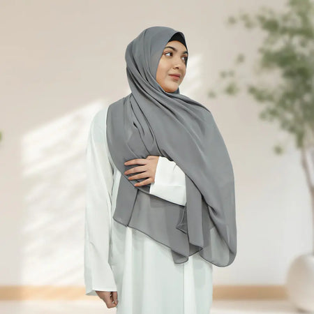 Maxi Chiffon Hijab - Grey - almanaar Islamic Store