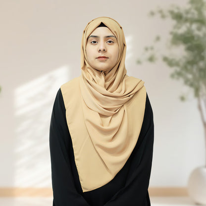 Premium Quality Madina Silk Plain Hijab - Sand