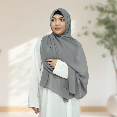 Maxi Chiffon Hijab - Grey - almanaar Islamic Store