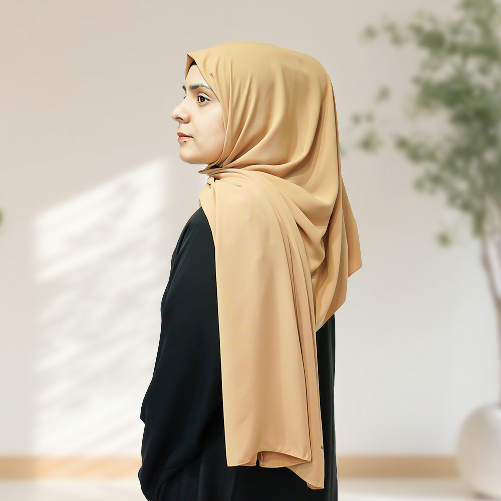 Premium Quality Madina Silk Plain Hijab - Sand
