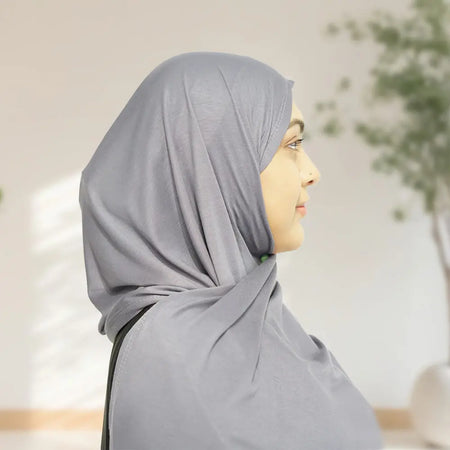 Deluxe Quality Egyptian Jersey Hijab - Grey - almanaar Islamic Store