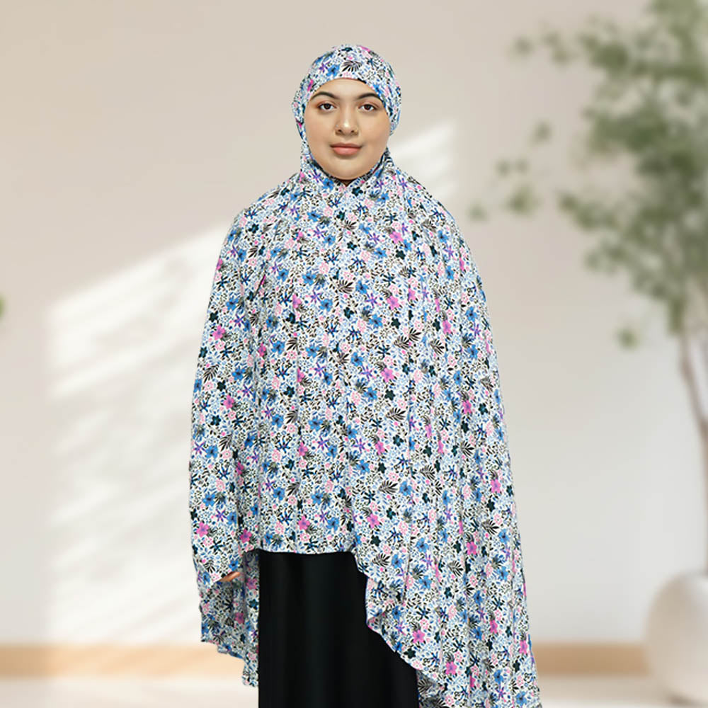 100% Cotton Floral Print Prayer Hijab Lilac