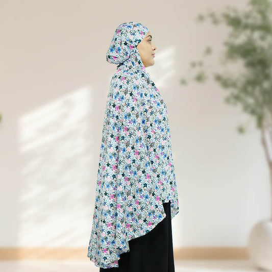100% Cotton Floral Print Prayer Hijab Lilac