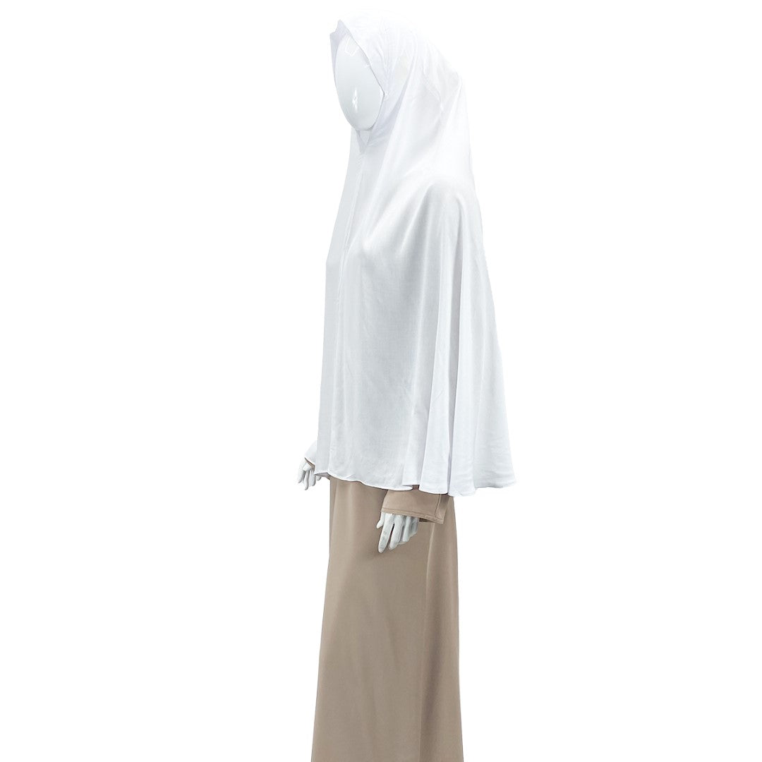 100% White Cotton Prayer Hijab with Elastic-almanaar Islamic Store