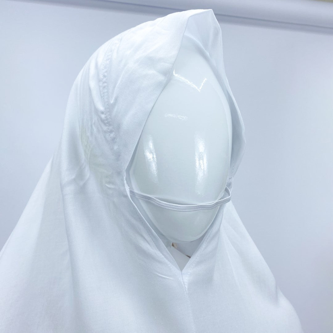 100% White Cotton Prayer Hijab With Lace-almanaar Islamic Store