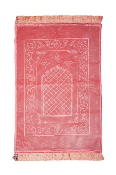 XL Soft Velvet Islamic Prayer Mat - Coral China