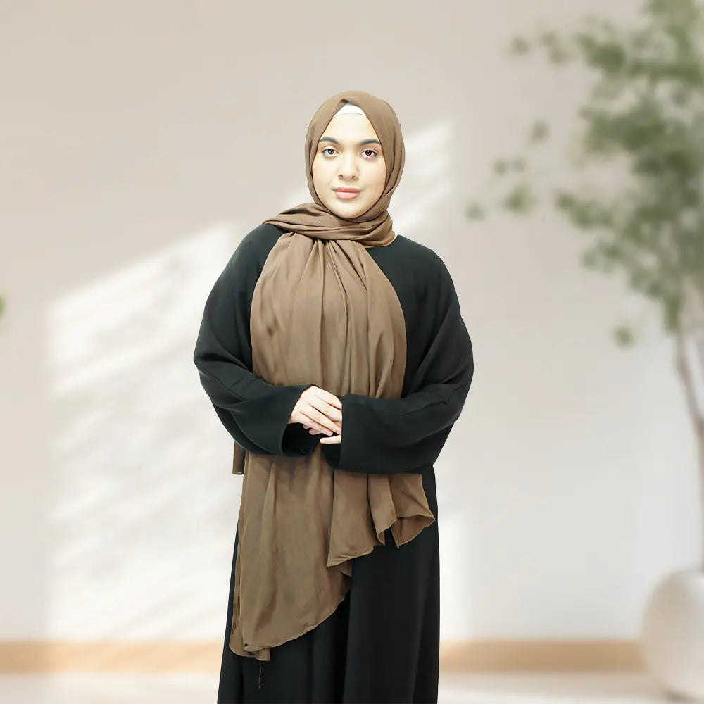 Premium Rayon Crinkle Hijab - Maxi Size - Khaki - almanaar Islamic Store