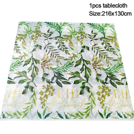 Eid Mubarak Tablecloth – Elegant Leaf Design China