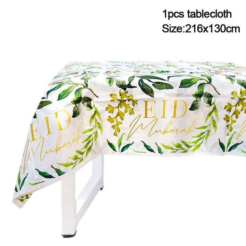 Eid Mubarak Tablecloth – Elegant Leaf Design China