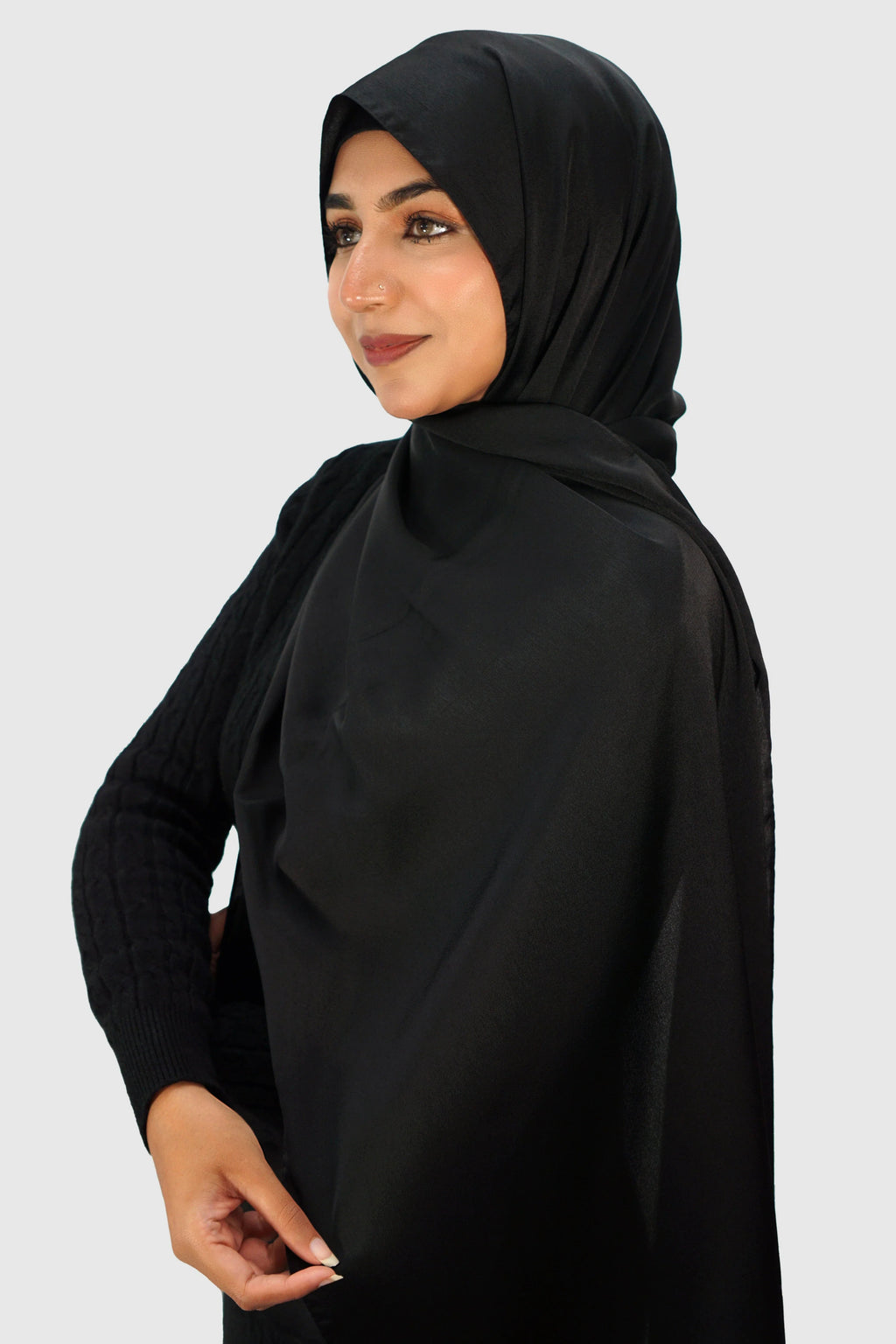 Luxury Satin Hijab – Black - almanaar Islamic Store