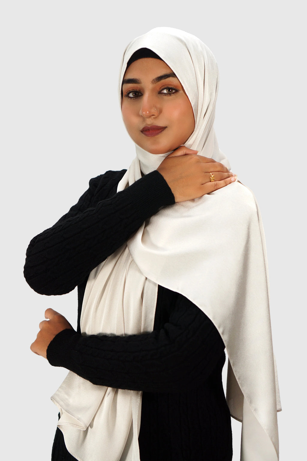 Luxury Satin Hijab – Off-White - almanaar Islamic Store