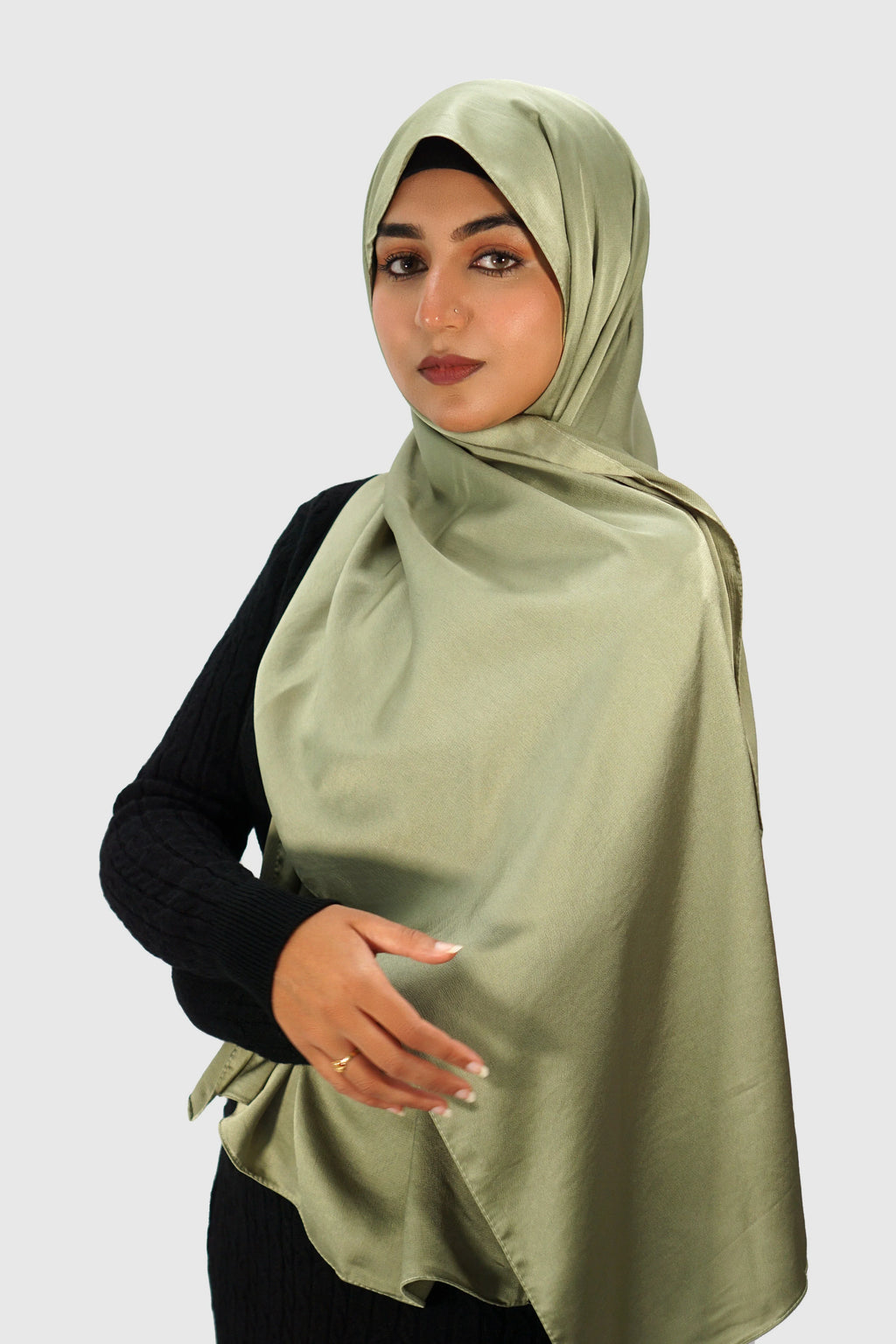 Luxury Satin Hijab – Olive Green - almanaar Islamic Store