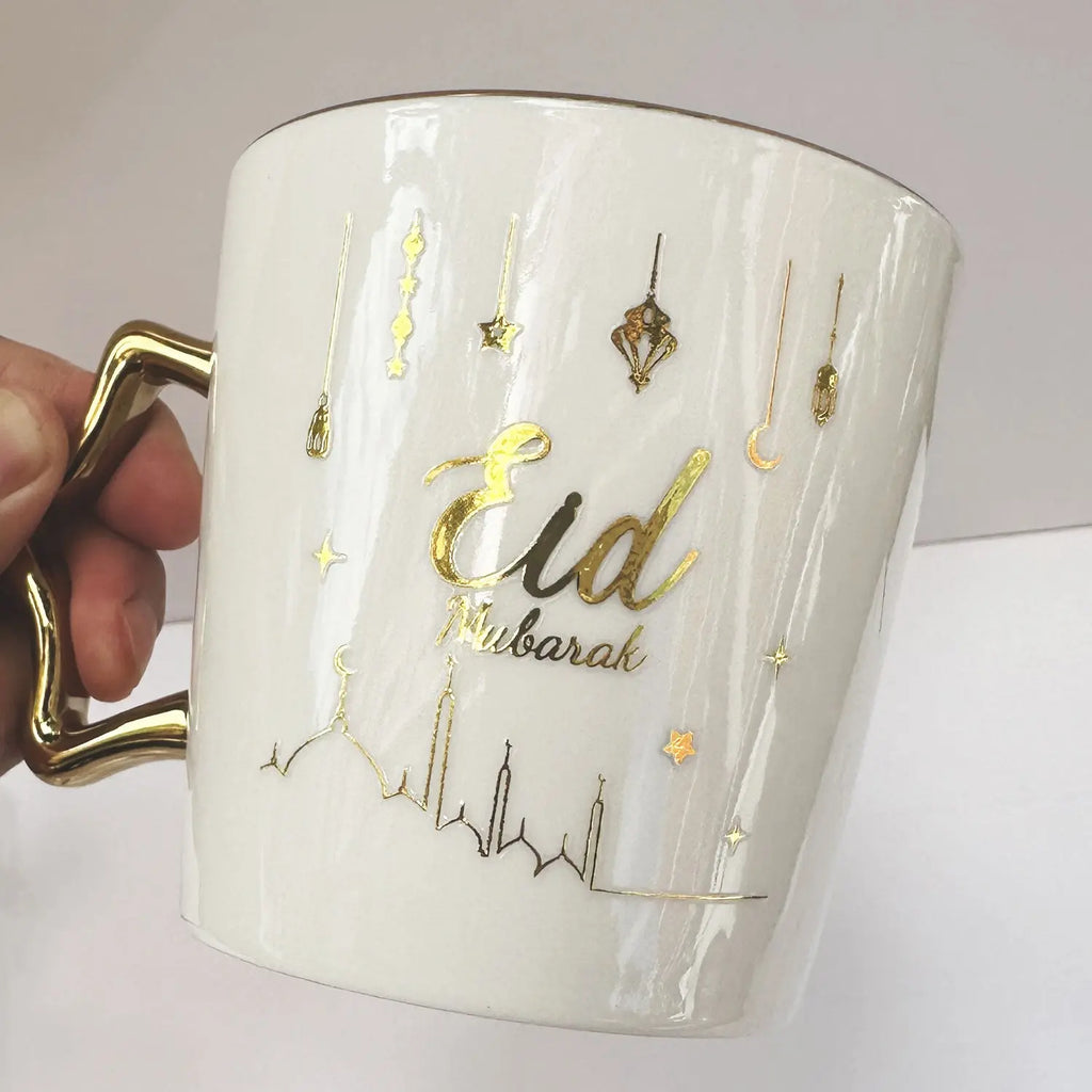 Eid Mubarak White Ceramic Cup - almanaar Islamic Store