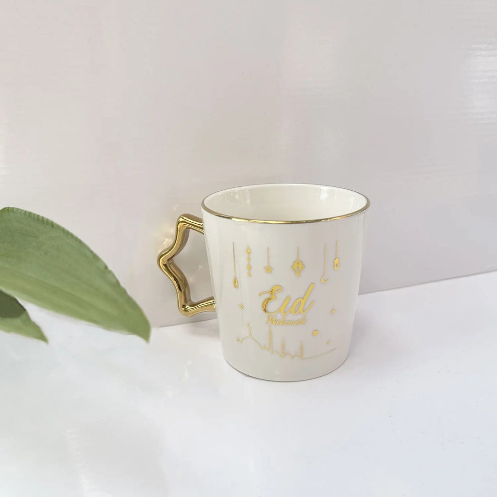 Eid Mubarak White Ceramic Cup - almanaar Islamic Store