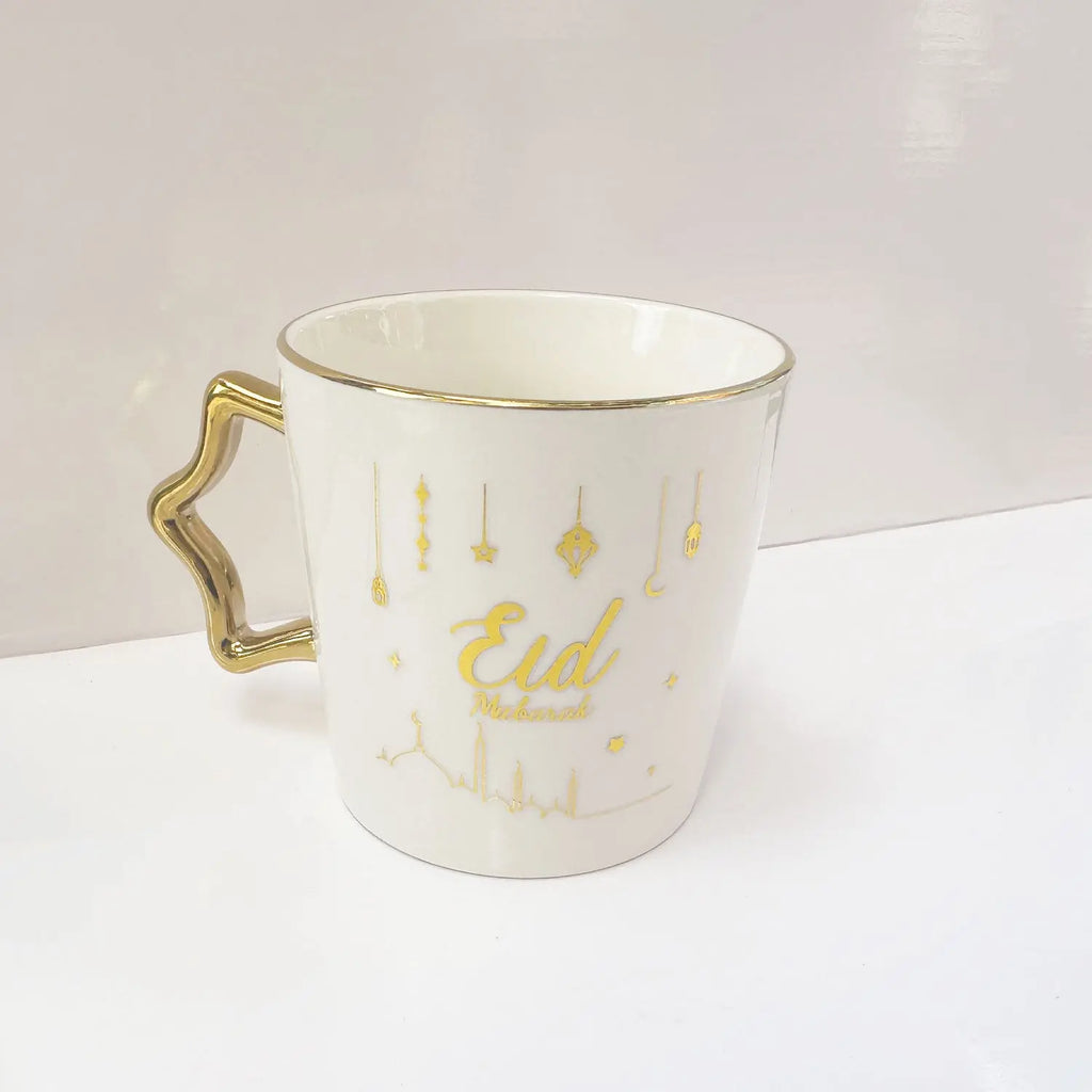 Eid Mubarak White Ceramic Cup - almanaar Islamic Store