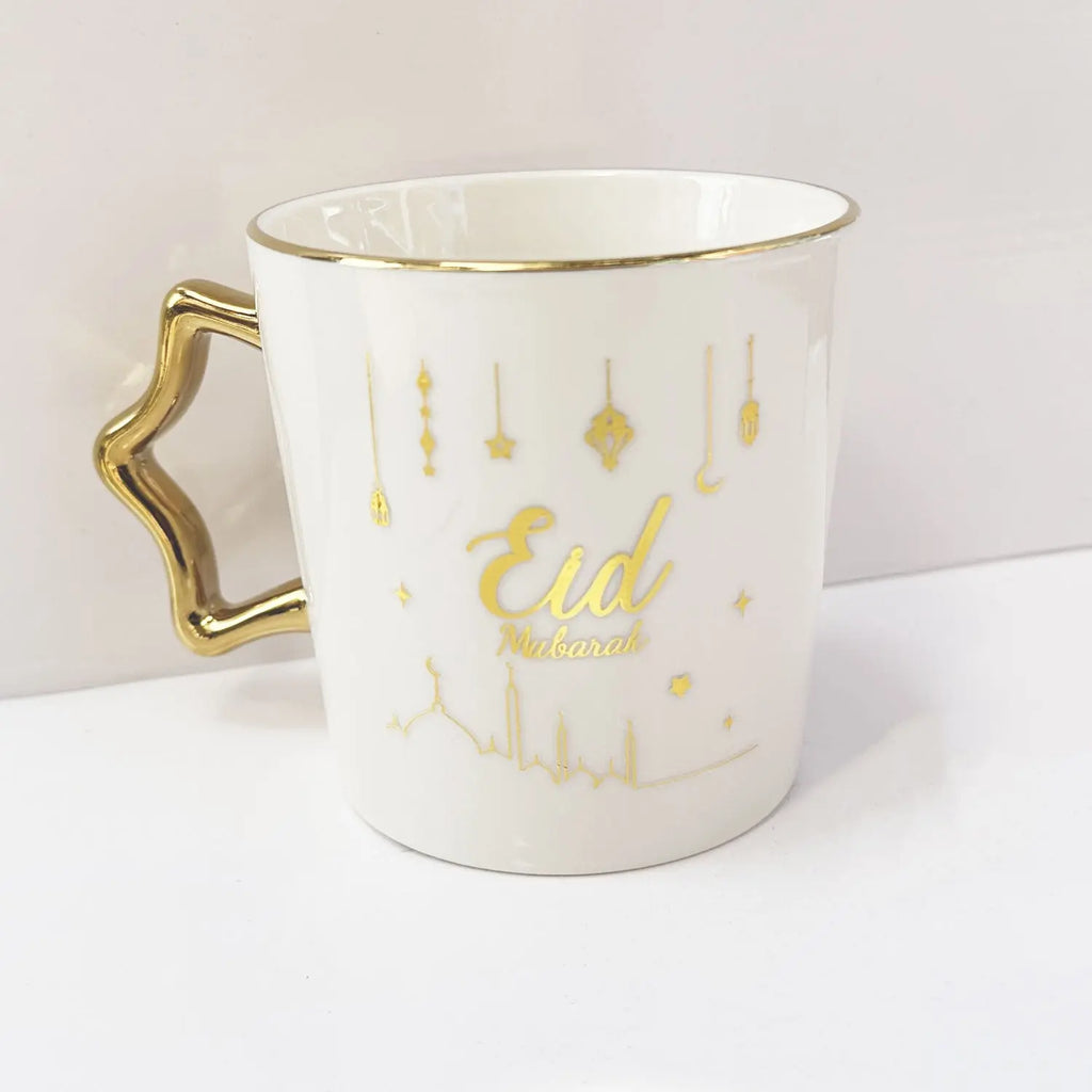 Eid Mubarak White Ceramic Cup - almanaar Islamic Store