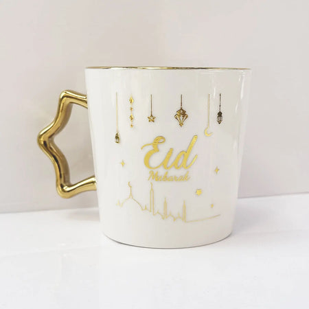 Eid Mubarak White Ceramic Cup - almanaar Islamic Store