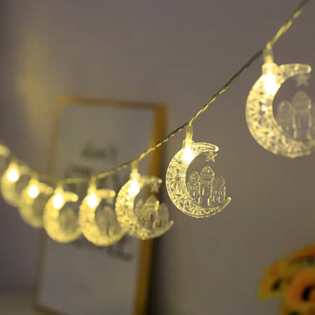 Crescent Moon & Mosque Eid LED String Lights – 1.5m China