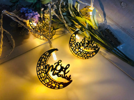 Eid Mubarak Crescent Moon LED String Lights – 1.5m China