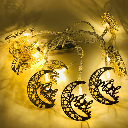 Eid Mubarak Crescent Moon LED String Lights – 1.5m China