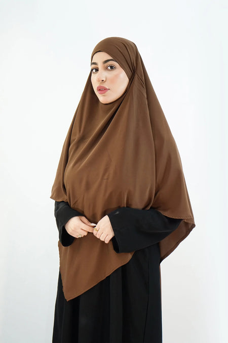 Elegant One-Layer Khimar – Modina Silk Brown almanaar Islamic Store