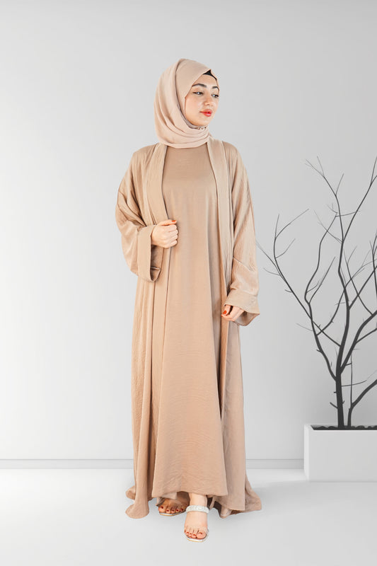 Baige 3 Pcs Open Luxury Abaya | Almanaar Islamic Store