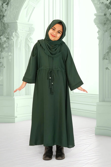 Girls Umbrella Belt Abaya Green almanaar Islamic Store