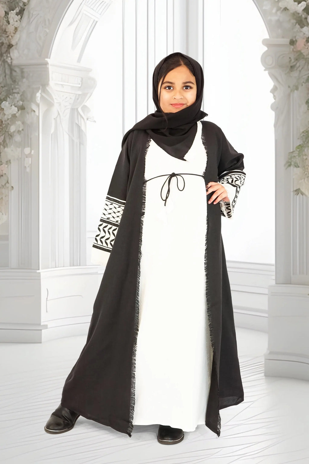 Girls Palestine 2-Piece Abaya Black almanaar Islamic Store