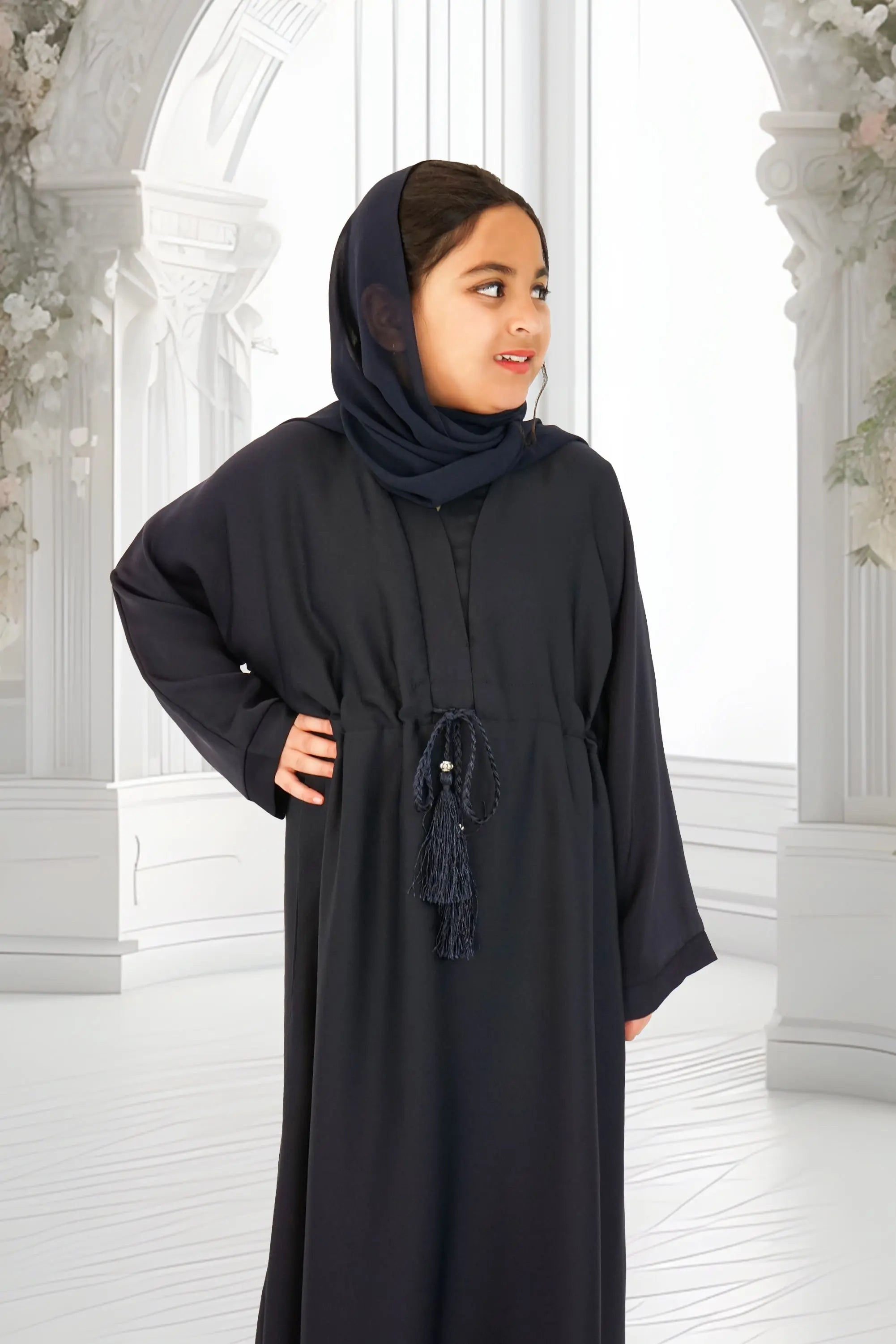 Girls Umbrella Belt Abaya Navy almanaar Islamic Store