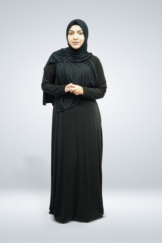 Black Plain Jersey Abaya With Pocket