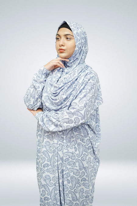 One Piece Jersey Material Printed Prayer Dress - almanaar Islamic Store