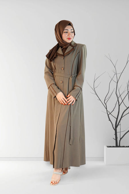 Long Winter Coat with Belt | Almanaar Islamic Store