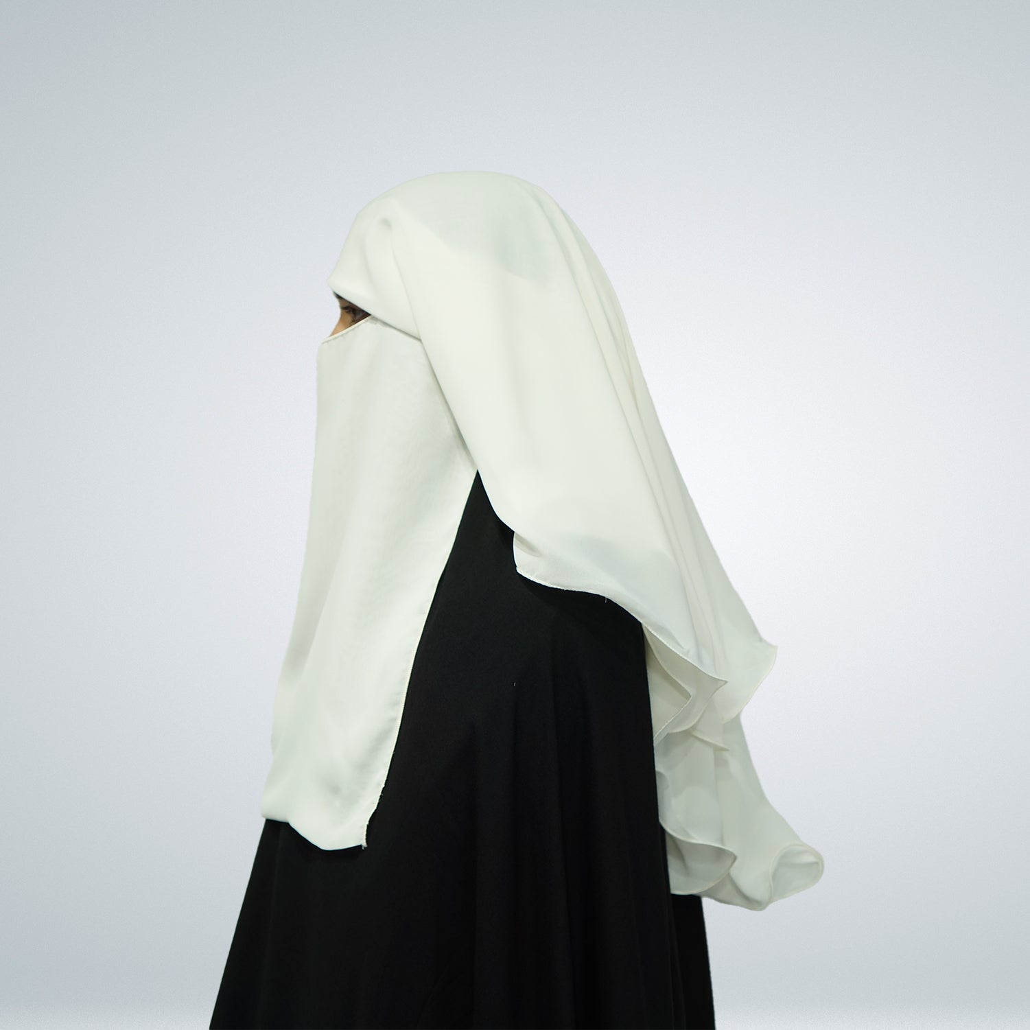 3 Layer Tie Back Niqab Off White - almanaar Islamic Store