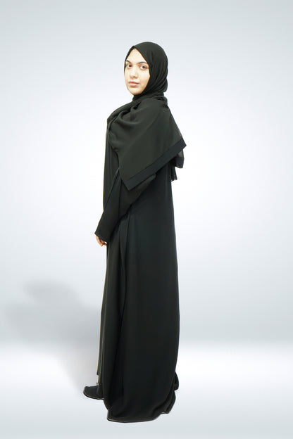 Premium Quality Korean Nida Plain Side Zip Abaya Black