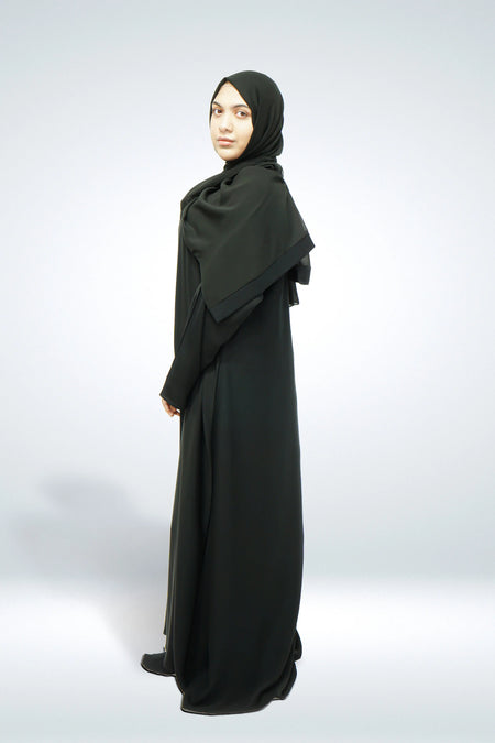 Premium Quality Korean Nida Plain Side Zip Abaya Black - almanaar Islamic Store