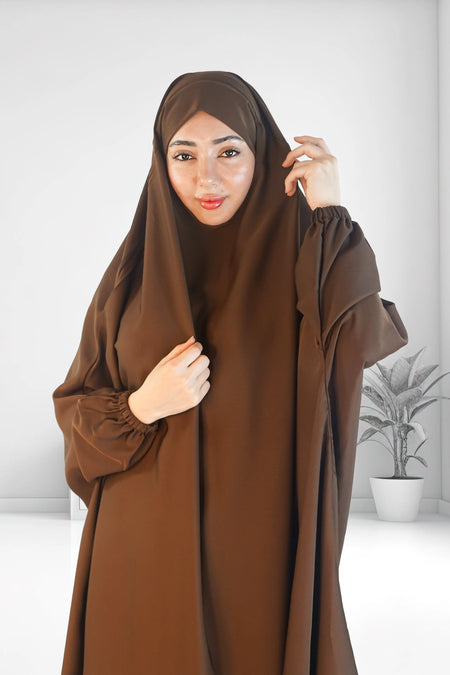 Premium Two Piece Jilbab Set Brown almanaar Islamic Store