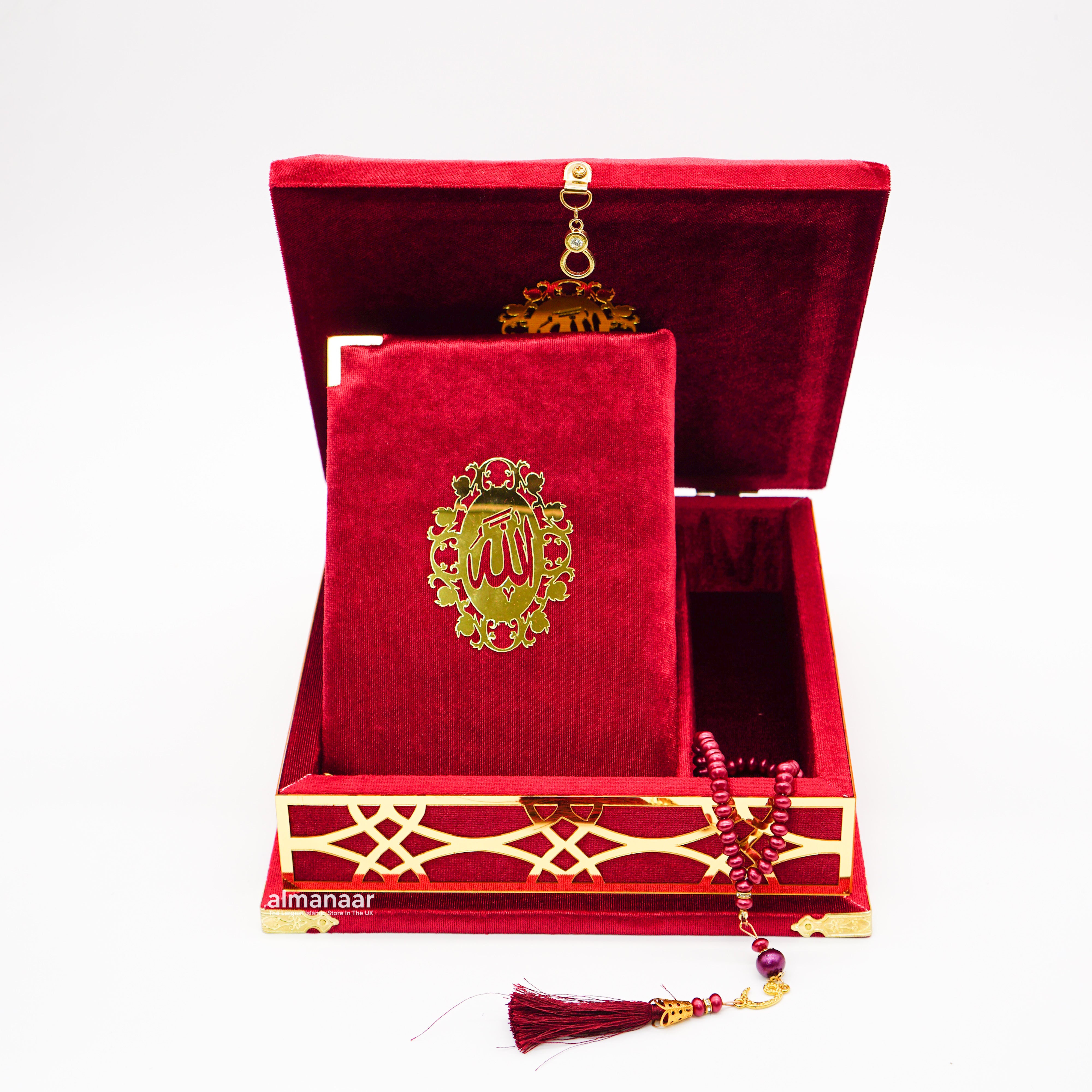 Fancy Red Gift Box Velvet with full Qur'an Tasbeeh|Islamic Wedding Gifts |Muslim Gifts - almanaar Islamic Store