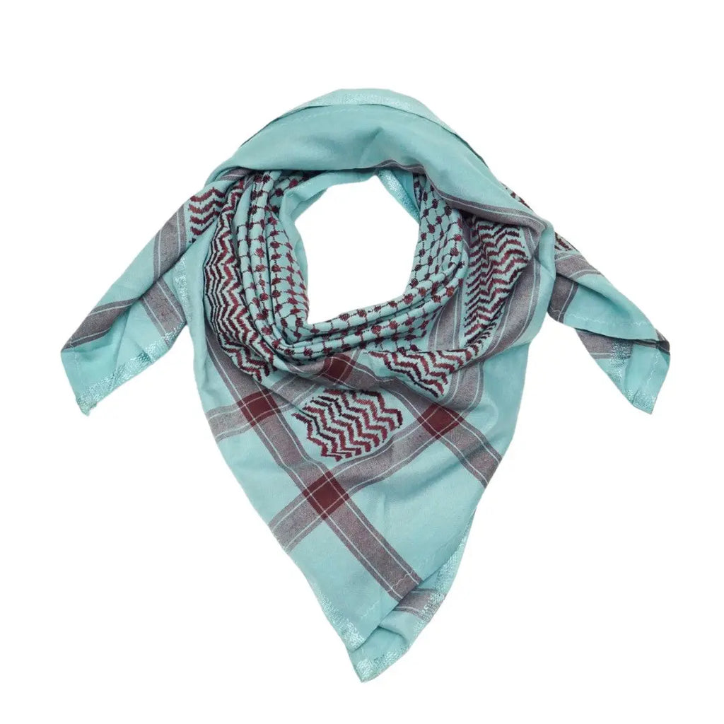 Arab Premium Shemagh Kids Scarf Sky Blue & Red - almanaar Islamic Store