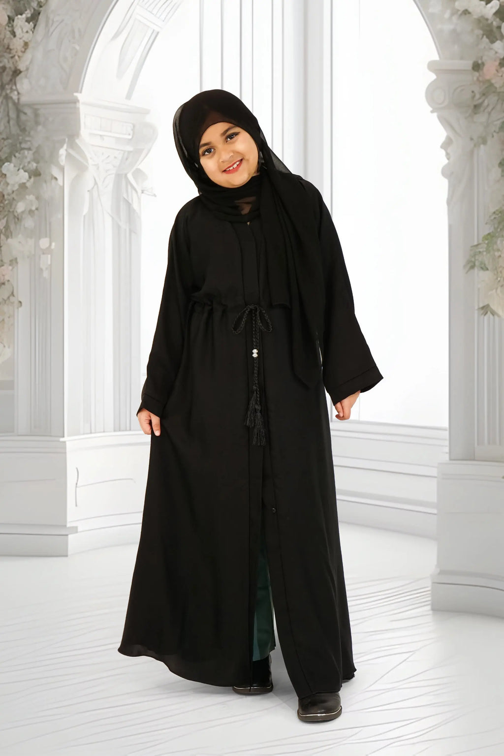 Girls Umbrella Belt Abaya Black almanaar Islamic Store