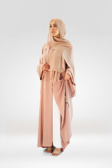 Elegant Pleated Back Abaya Beige - almanaar Islamic Store