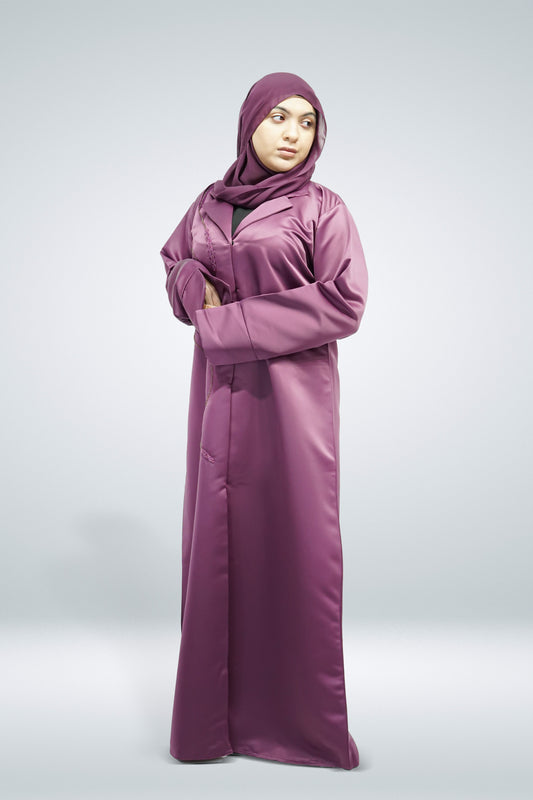 Purple Modern Abaya Jacket with Front Bead Work