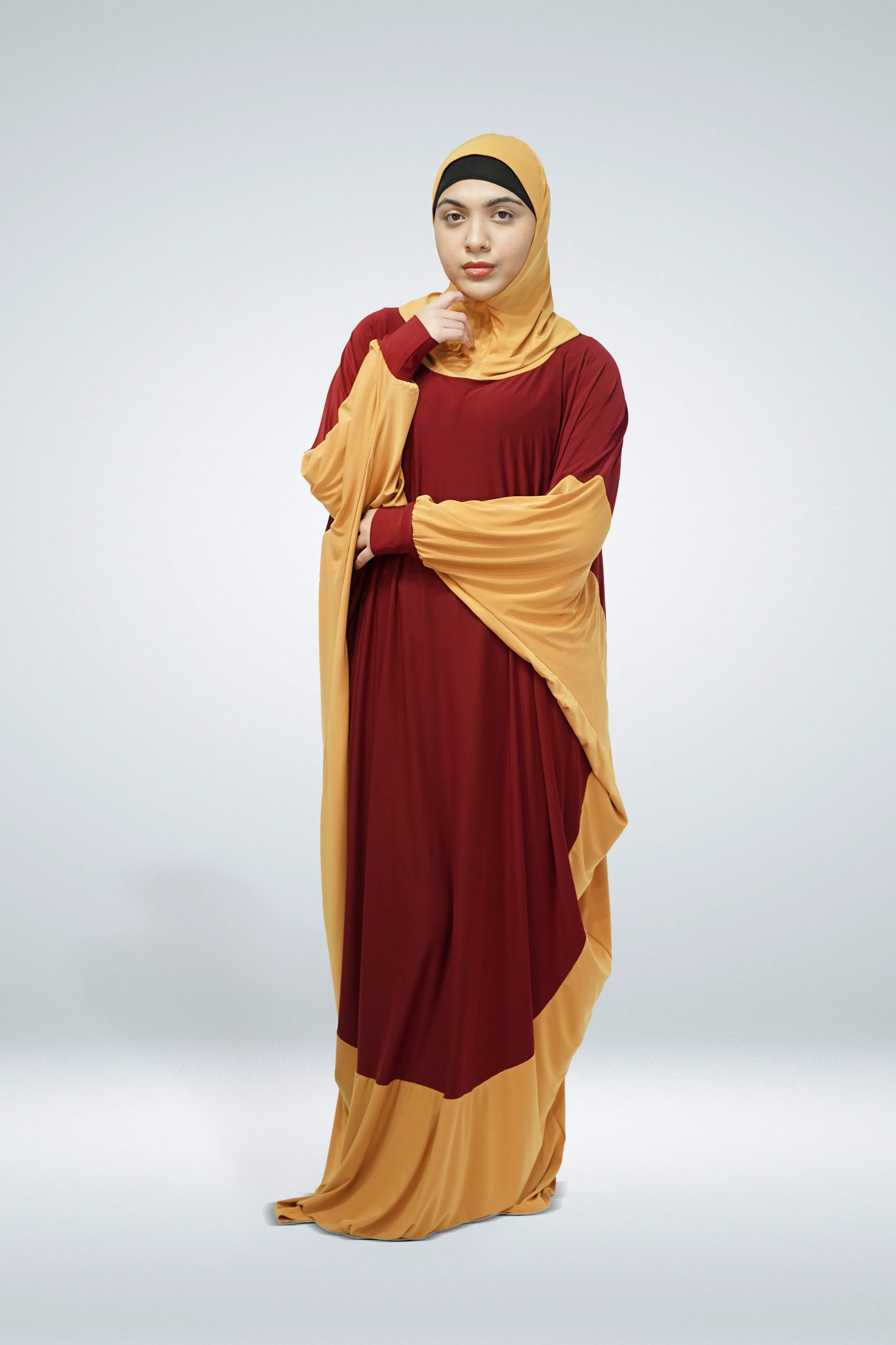 One Piece Jersey Material Two Colour Prayer Dress - almanaar Islamic Store