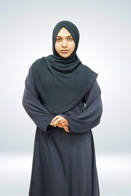 Premium Quality Korean Nida Plain Side Zip Abaya Navy - almanaar Islamic Store