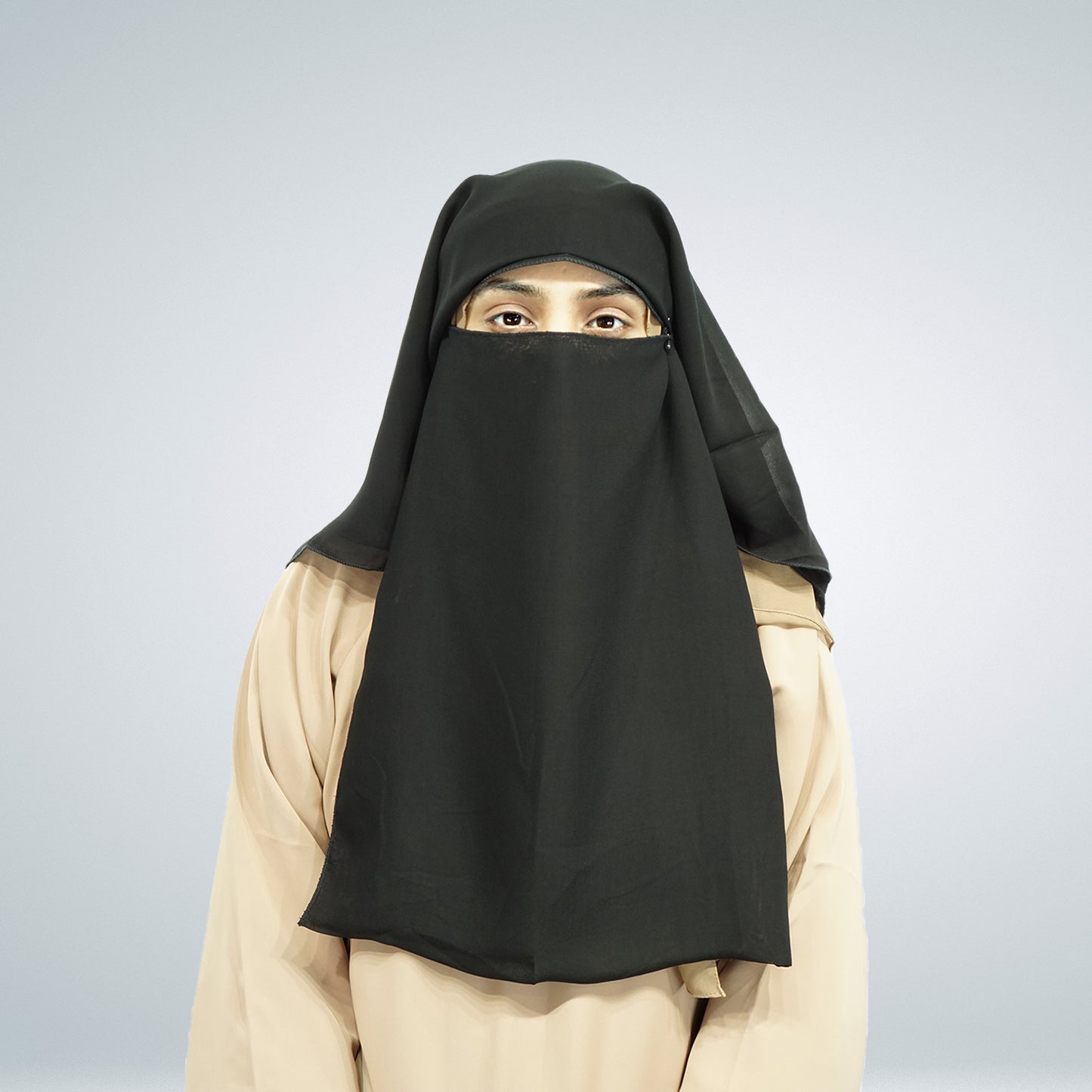 3 Layer Tie Back Niqab Black